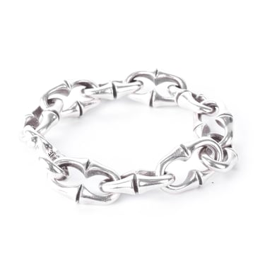 Vintage Lone Ones Leonard Kamhout Sterling Silver Bamboo Link Bracelet, 7.5in 