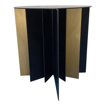 Baker Modern Black and Gold Finished Steel Dining Table Base