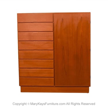 Danish Teak Mid Century Tall Dresser Armoire Dresser Wardrobe for Uldum Møbelfabrik