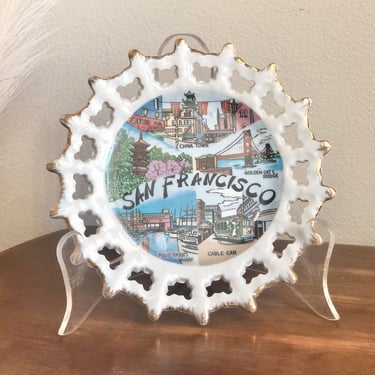 Vintage San Francisco Souvenir Wall Hanging Plate: Handpainted Ceramic Decor 