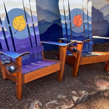 Set of 2 Hand-Painted Ski Chairs – Colorado Aspen Mystic Mountains 