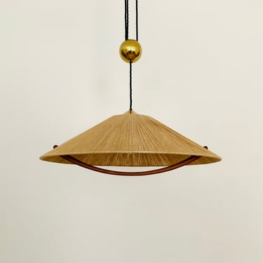 Large Adjustable Mid-Century Modern Brass Pendant Lamp by Florian Schulz | 1960s 