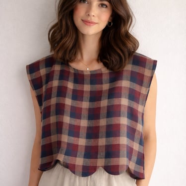 Scalloped linen top