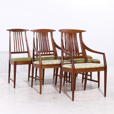 Kipp Stewart for Directional Mid Century Walnut Dining Chairs - Set of 6 - mcm 