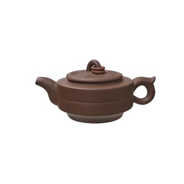 Vintage Brown Round Shape Coin Pattern Zisha Clay Teapot Art Display JK296E 