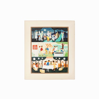 Gouache Advertising Painting on Board Mid Century Modern Watercolor Painting 