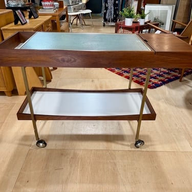 Mid Century Walnut & Brass Salton Server / Bar Cart