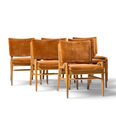 John Keal for Brown Saltman Mid Century Bleached Mahogany Dining Chairs - Set of 6 
