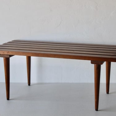 George Nelson Style Vintage Mid-Century Slat Bench Coffee Table 