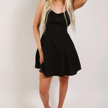 80s Petticoat Dress (S) black mini small vintage 