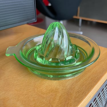 Uranium Green Depression Glass Juicer Sculpture Object 