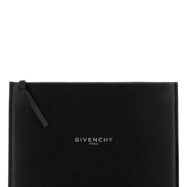 Givenchy Men Black Leather Large Antigona Stamped Clutch