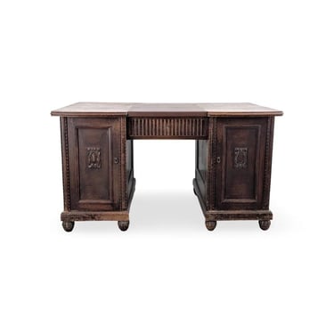Oak desk from the Gründerzeit period, late 19th century, vintage 