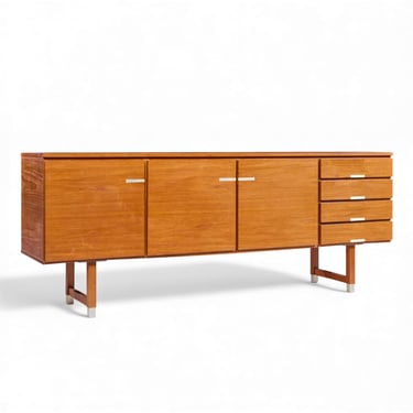 Kai Kristiansen for Feldballes Møbelfabrik Mid Century Danish Teak and Brass Credenza - mcm 