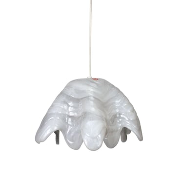 Mid-Century Modern Biomorphic White Resin Pendant Chandelier Lamp