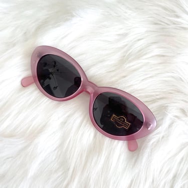 Vintage 90s Retro Translucent Pink Cat Eye Sunglasses 