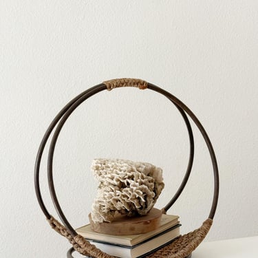 vintage bohemian circular woven rope bamboo magazine rack 