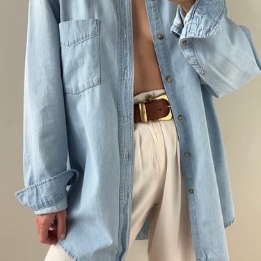 Vintage Light Wash One-Pocket Denim Button Down