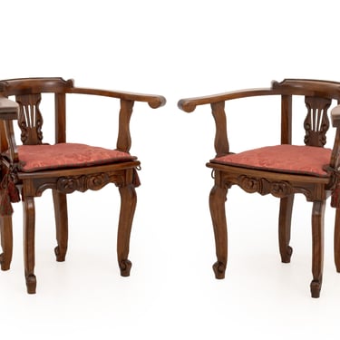Pair of Lyre Form Back Walnut Tub Chairs