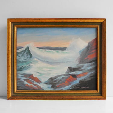 Vintage Original Coastal Oceanscape Oil Painting by Frank Gerulskis 