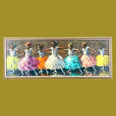 Vintage Ballerina Painting 2000 Retro Size 13x32 Y2K + Judy Meyler + Oil Paint + Stretched Canvas + Art for Little Girls Room + Home Decor 
