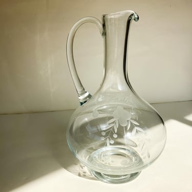Vintage Floral Etched Decanter 