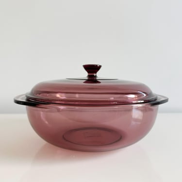 Cranberry Pink Pyrex Originals Glass 2 Liter Casserole and Lid #024 USA Vintage 1990s 