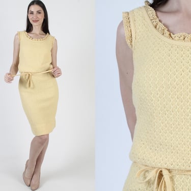 Jonathan Logan Dress, Vintage 50s Rockabilly Mini, Belted Yellow Sundress 