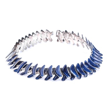 Vintage 1950s Grete Prytz Kittelsen Norwegian Sterling Silver and Enamel Link Necklace, 14 1/2in 