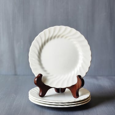 Johnson Bros Regency bread or dessert plates vintage white ironstone with swirl scalloped edges set of four 