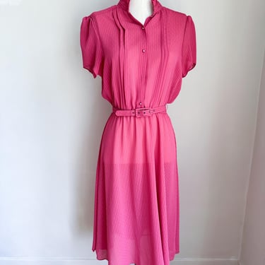 Vintage 1980s Jonathan Martin Sheer Coral Day Dress / XS 