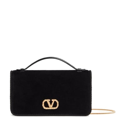 Valentino Garavani Women Vlogo Signature Velvet Wallet On Chain