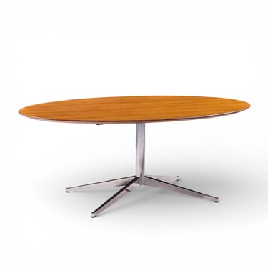 Florence Knoll Mid Century Walnut and Chrome Dining Table - mcm 