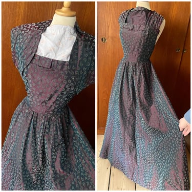 Waist 27.5” True vintage 1950s ball gown / maxi dress with matching bolero! 
