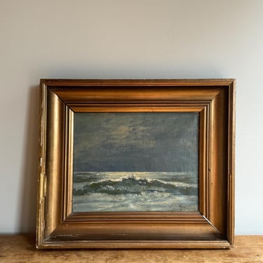 Antique Seascape Oil Painting 