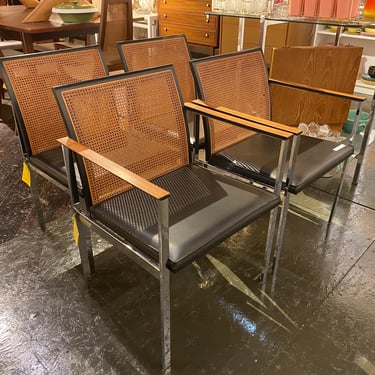 Set of 4 Chrome Framed Dining Chairs By Lane, Circa 1970s - Please ask for a shipping quote before you buy. 