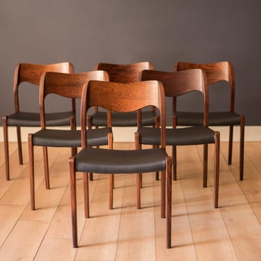 Vintage Danish Set of Six Rosewood Niels Otto Moller Dining Chairs No. 71 