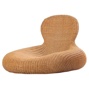Vintage Ikea rattan low lounge chair, C. 2001.