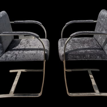 Mid Century Modern Mies Van Der Rohe Flatbar Chairs 