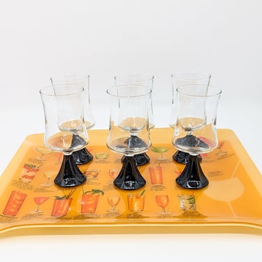Vintage Black Barware/Glassware, Set of 6 