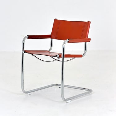 1 of 8 Mid century Bauhaus Leather b34 armchairs by Mart Stam & Marcel Breuer for Fasem, Italy 1985 