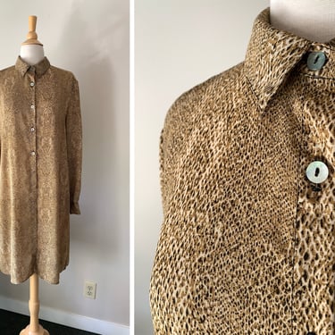 Vintage 1990s Snake Print Dress Blouse | Size M/L 