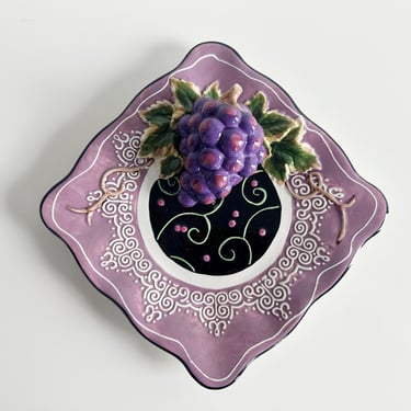 Trompe L'oeil Ceramic Grape Bunch Plate Bella Casa by Ganz 8