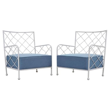 Pair of Midcentury French Iron Lounge Chairs After Royere
