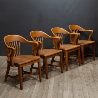 Antique Solid Quarter-Sawn Oak Banker's Chairs c.1934
