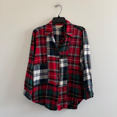 Hester & Orchard Button Up Shirt Tartan Plaid Red Green Women L Heritage Preppy Christmas 