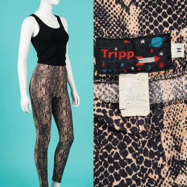 Vintage 1980s Rare Tripp NYC Rocket Label Snake Print Leggings Size S/M 