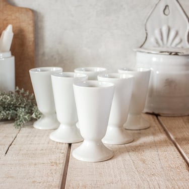 Set of 6 small Vintage French white porcelain Mazagrans 