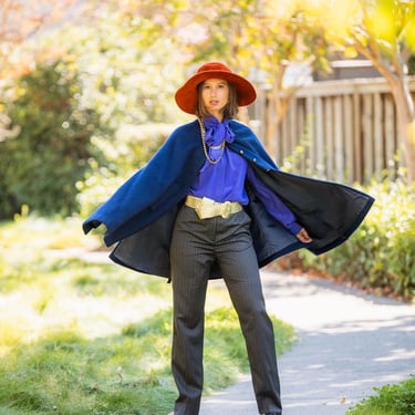 1960s NAVY cape wool asymmetrical small-large | new fall winter 