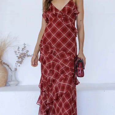 Riven Plaid Maxi Dress